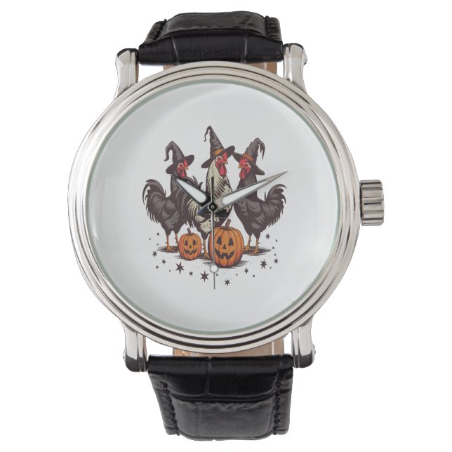 Reloj De Pulsera Caída de la Bruja de Pollo de Calabaza de Hallowee (Anverso)