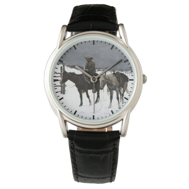 Reloj De Pulsera Caída del Cowboy Frederic Remington 1895 Occidenta (Anverso)