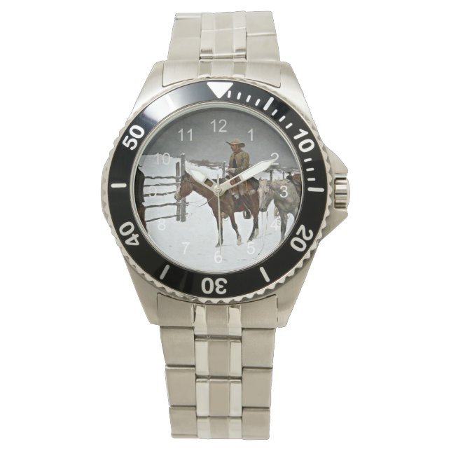 Reloj De Pulsera Caída del Cowboy, pintura de F. Remington (Anverso)