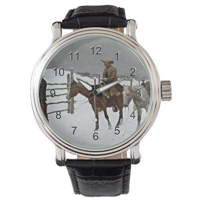 Reloj De Pulsera Caída del Cowboy, pintura de F. Remington (Anverso)