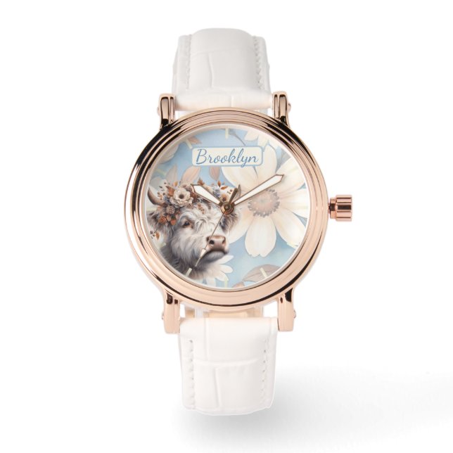 Reloj De Pulsera Caída Floral de vaca de montaña (Anverso)