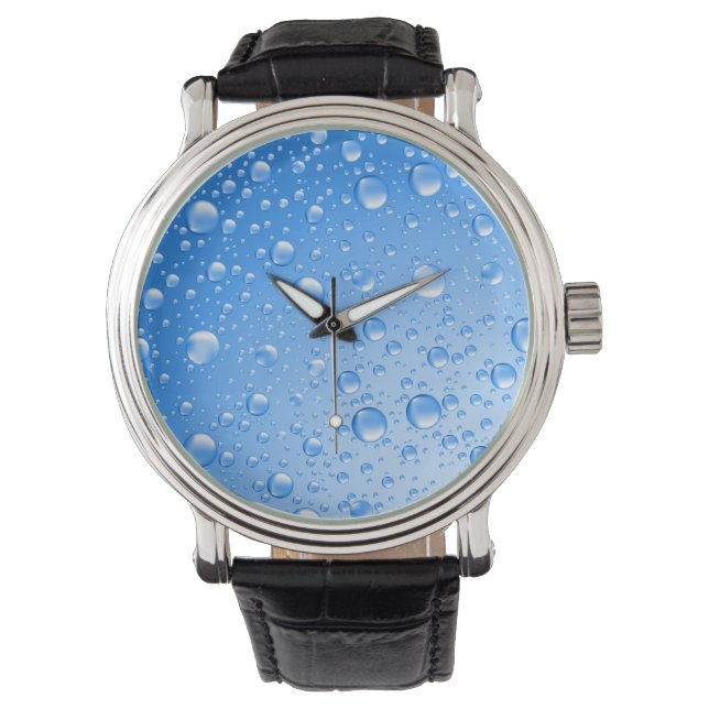 Reloj De Pulsera Caídas de lluvia de cielo azul metálico (Anverso)