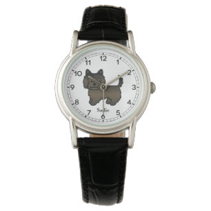 Reloj De Pulsera Cairn Terrier Brindle Oscuro Perro de Dibujos Anim