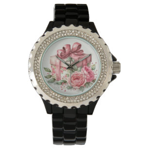 Reloj De Pulsera CAJA DE REGALOS Y ROSAS DE COLOR DE AGUA ROSA DE b