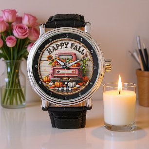 Reloj De Pulsera Calabaza de camión de otoño feliz
