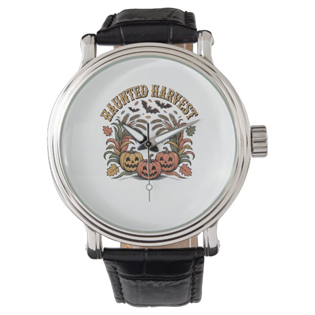 Reloj De Pulsera Calabaza de Halloween de cosecha inquieta (Anverso)