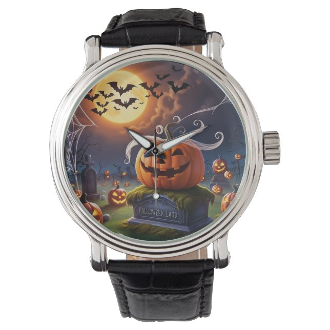 Reloj De Pulsera Calabaza de Halloween en la cabeza (Anverso)