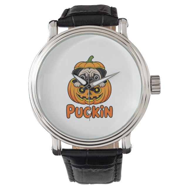 Reloj De Pulsera Calabaza de Halloween, Perro de la Pumpkin (Anverso)