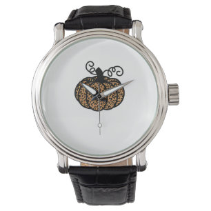 Reloj De Pulsera Calabaza de leopardo impreso de acción de gracias 