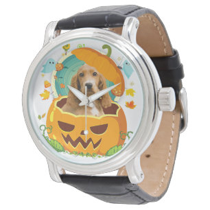 Reloj De Pulsera Calabaza de perro española de Halloween