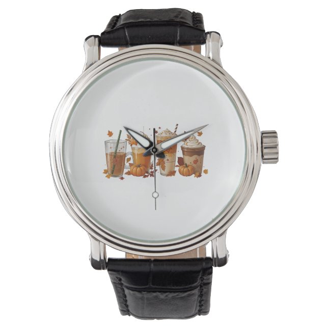 Reloj De Pulsera Calabaza para café otoño (Anverso)
