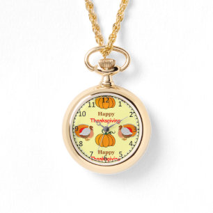Reloj De Pulsera Calabaza y pavo de Acción de Gracias