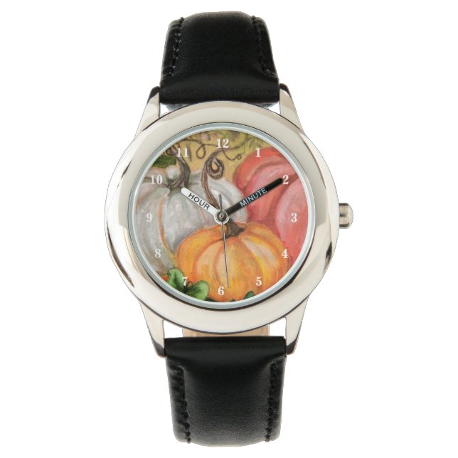 Reloj De Pulsera Calabazas - Arte acuarela - (Anverso)