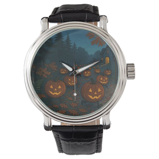 Reloj De Pulsera Calabazas de Halloween te persiguen (Anverso)