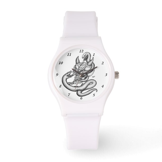 Reloj De Pulsera Calavera - Cabeza malvada con serpiente (Anverso)