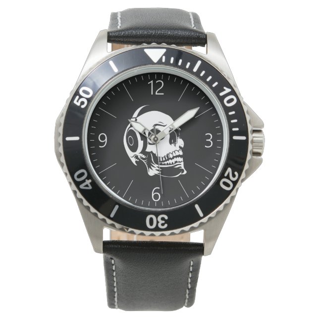 Reloj De Pulsera Calavera con auriculares (Anverso)