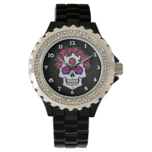 Reloj De Pulsera Calavera con Rosas