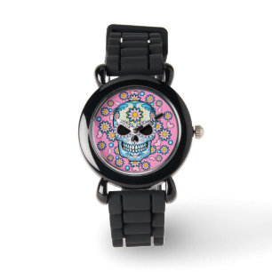 Reloj De Pulsera Calavera de azúcar colorida