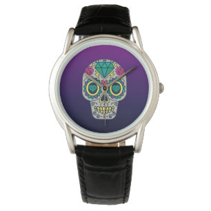Reloj De Pulsera Calavera de azúcar de color Morado Ombre