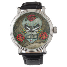 Reloj De Pulsera Calavera de azúcar de flores