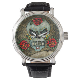 Reloj De Pulsera Calavera de azúcar de flores