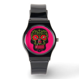 Reloj De Pulsera Calavera de Azúcar Negra