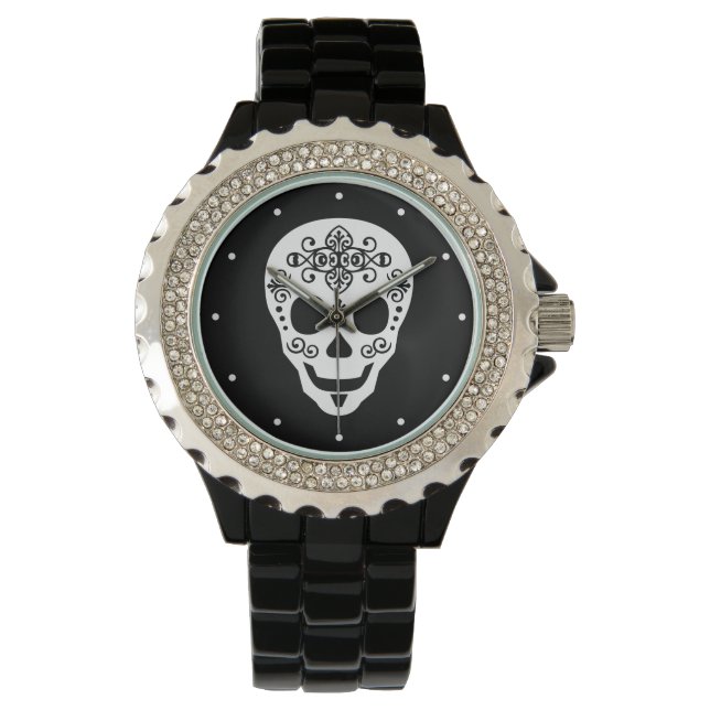Reloj De Pulsera Calavera de azúcar por Leslie Peppers (Anverso)
