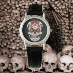 Reloj De Pulsera Calavera de azúcar rosa