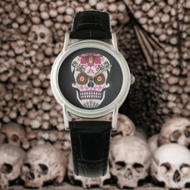 Reloj De Pulsera Calavera de azúcar rosa (Subido por el creador)