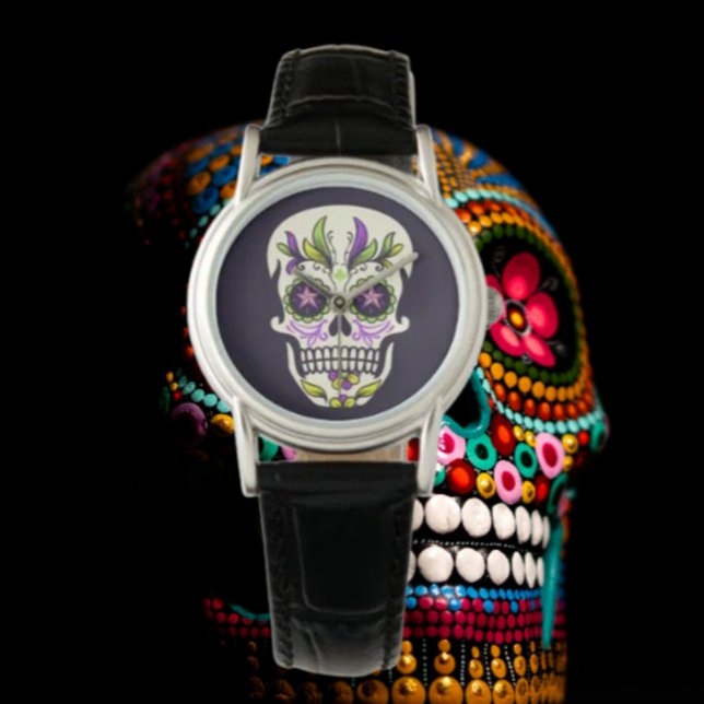 Reloj De Pulsera Calavera de Azúcar Verde y Morado (Subido por el creador)