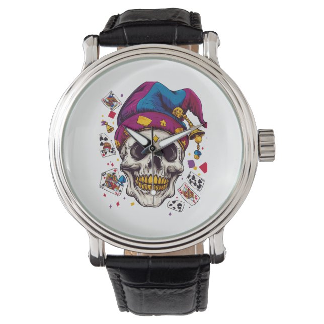 Reloj De Pulsera Calavera de Bufón Bromista (Anverso)