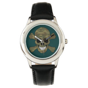 Reloj De Pulsera Calavera de camuflaje y observación de los huesos