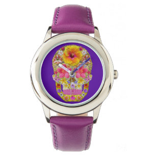 Reloj De Pulsera Calavera de flores 4 - Tropical