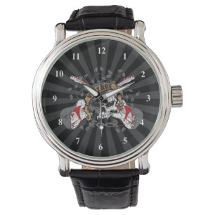 Reloj De Pulsera Calavera de roca vintage y guitares eléctricos