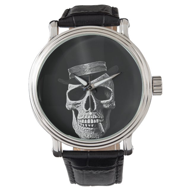 Reloj De Pulsera Calavera de sombrero superior (Anverso)