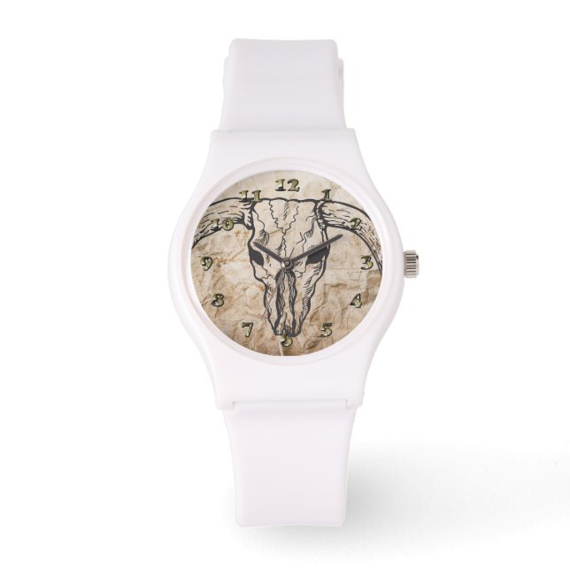 Reloj De Pulsera Calavera de toro de Longhorn de Texas (Anverso)
