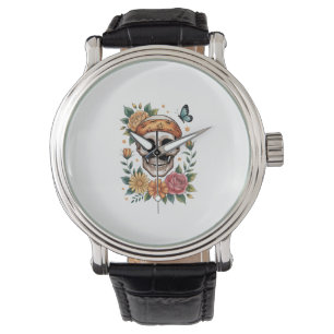 Reloj De Pulsera Calavera Floral Halloween Espeluznante