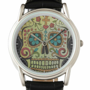 Reloj De Pulsera Calavera, Hippy de estilo gótico o Flower-Power