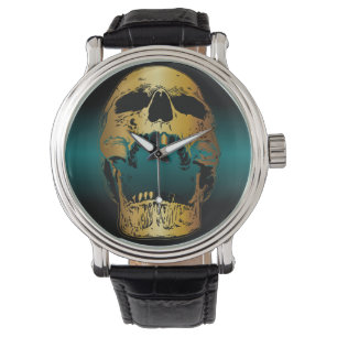 Reloj De Pulsera Calavera metálica de oro gritando oro