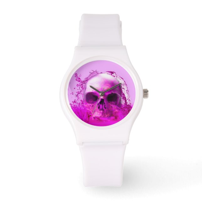 Reloj De Pulsera Calavera Morada en Agua (Anverso)