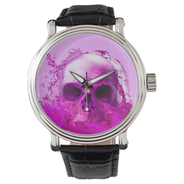 Reloj De Pulsera Calavera morada en el agua (Anverso)
