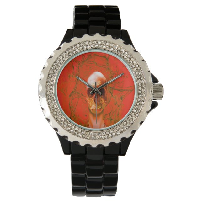 Reloj De Pulsera Calavera naranja en el agua (Anverso)