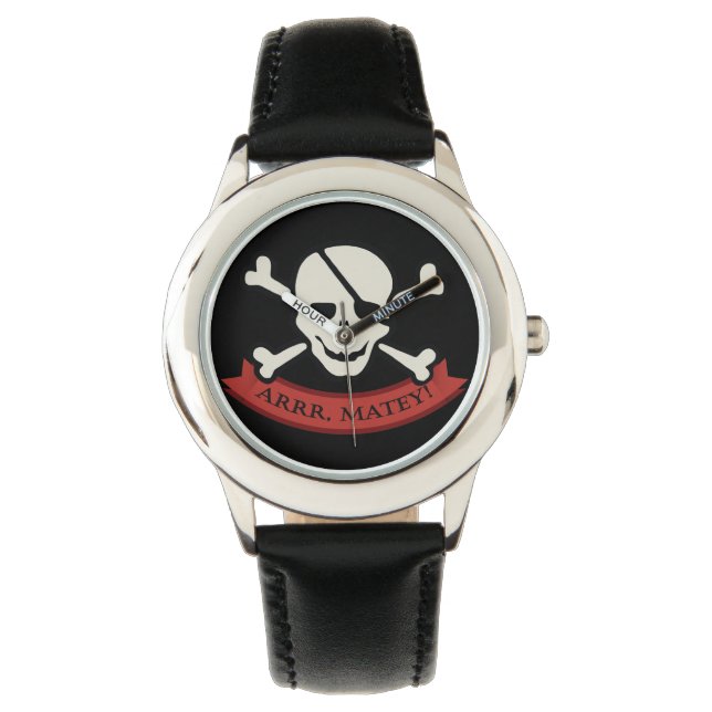 Reloj De Pulsera Calavera - Negro de acero inoxidable Personalizado (Anverso)