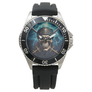 Reloj De Pulsera Calavera pirata con espadas