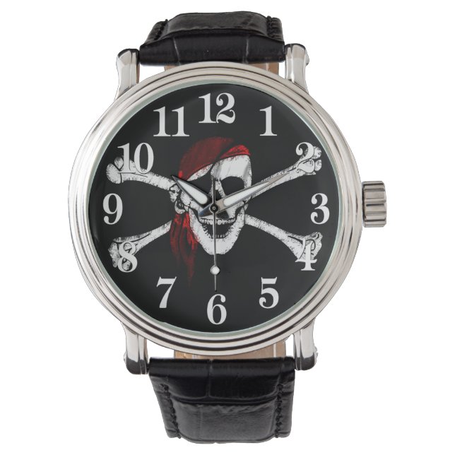 Reloj De Pulsera Calavera pirata y encrucijada (Anverso)