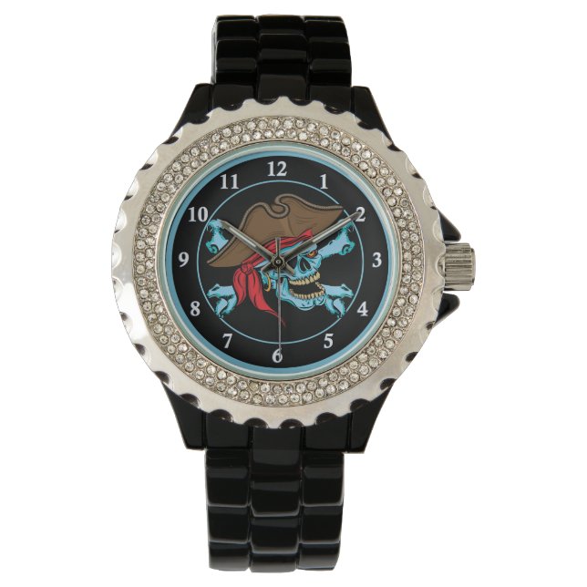 Reloj De Pulsera Calavera pirata y encrucijada (Anverso)
