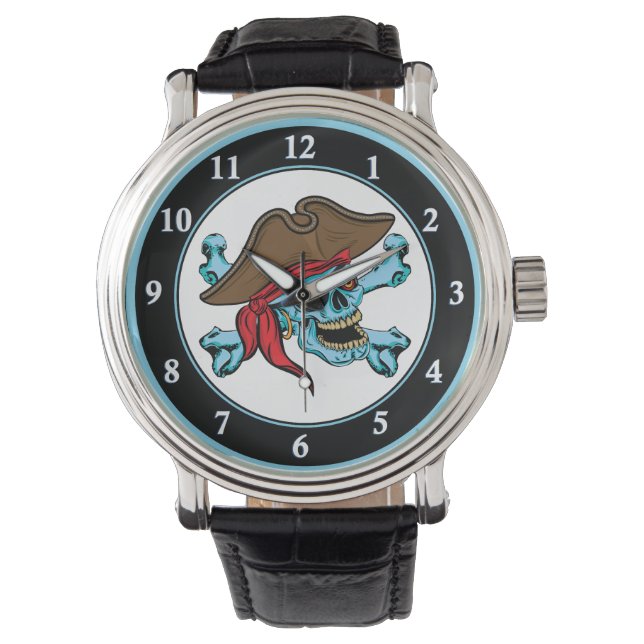 Reloj De Pulsera Calavera pirata y encrucijada (Anverso)