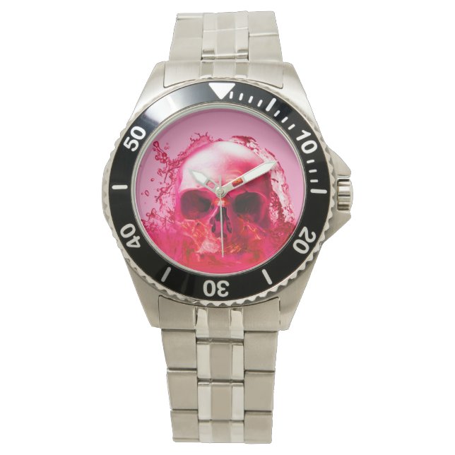 Reloj De Pulsera Calavera roja en el agua (Anverso)