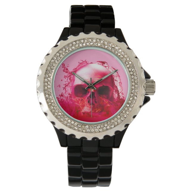 Reloj De Pulsera Calavera roja en el agua (Anverso)