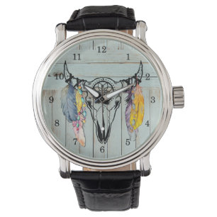 Reloj De Pulsera Calavera Rústica De Oxen Con Pies De Color Del Agu